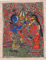 Madhubani Krishna Yashoda Art