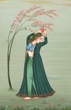Indian Miniature Painting Hand-Painted Lady of Love Folk Ethnic Watercolor Art