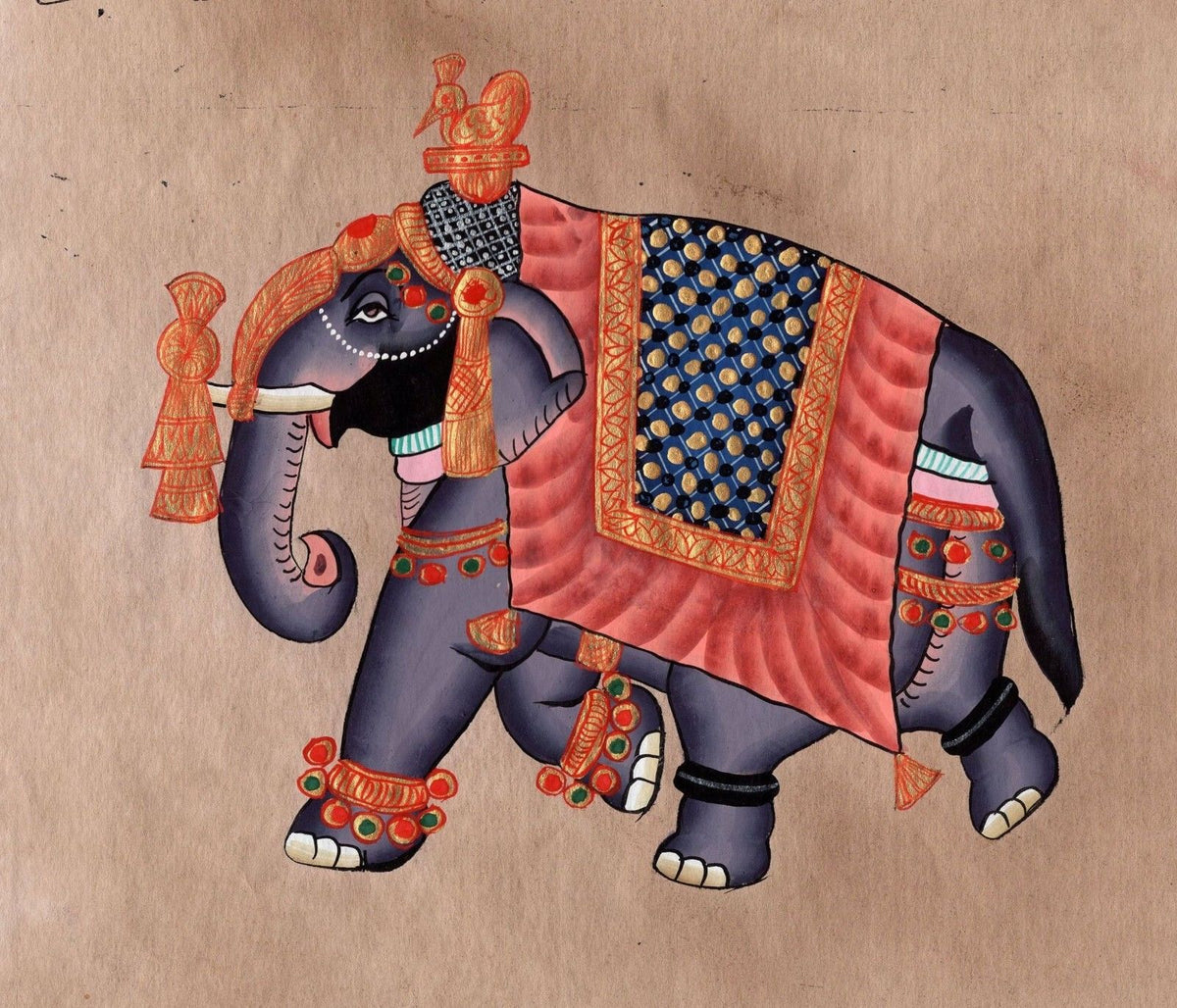 HandPainted Elephant Decor Rare Detailed Miniature Painting India Artwork Animal Home Decor