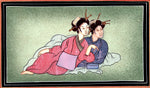 Indo Japanese Painting Handmade Japan India Miniature Ethnic Folk Portrait Art