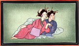 Indo Japanese Painting Handmade Japan India Miniature Ethnic Folk Portrait Art