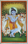 Bala Krishna Painting Handpainted Watercolor Wall Decor Gopal Krishn Hindu Art