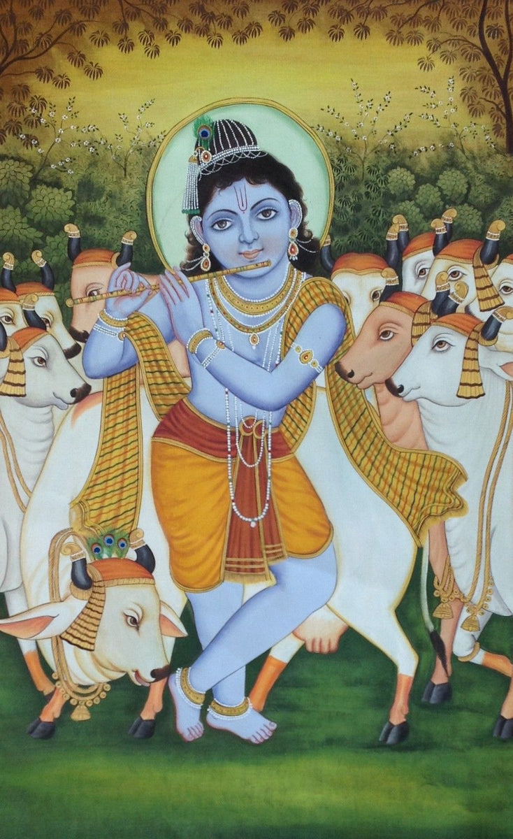 Bala Krishna Painting Handpainted Watercolor Wall Decor Gopal Krishn H