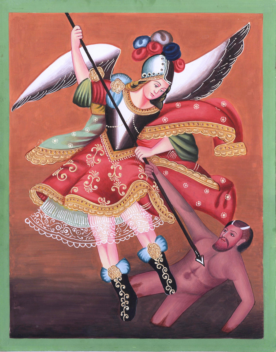 Archangel San Miguel Peruvian Indian Art Handmade Peru St Michael