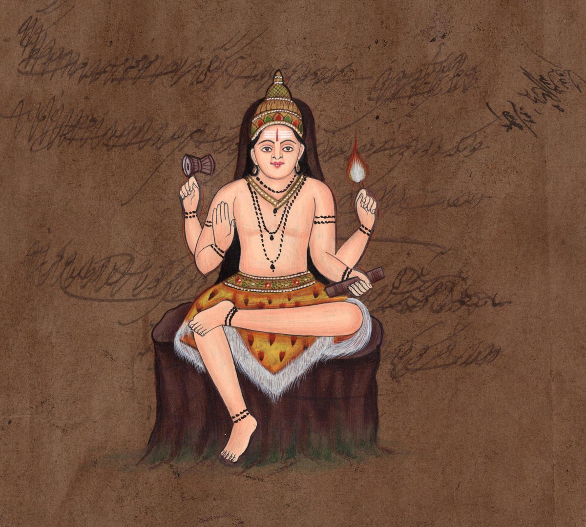 Dakshinamurti Shiva Hindu Painting Handmade Indian Ethnic Deity ...