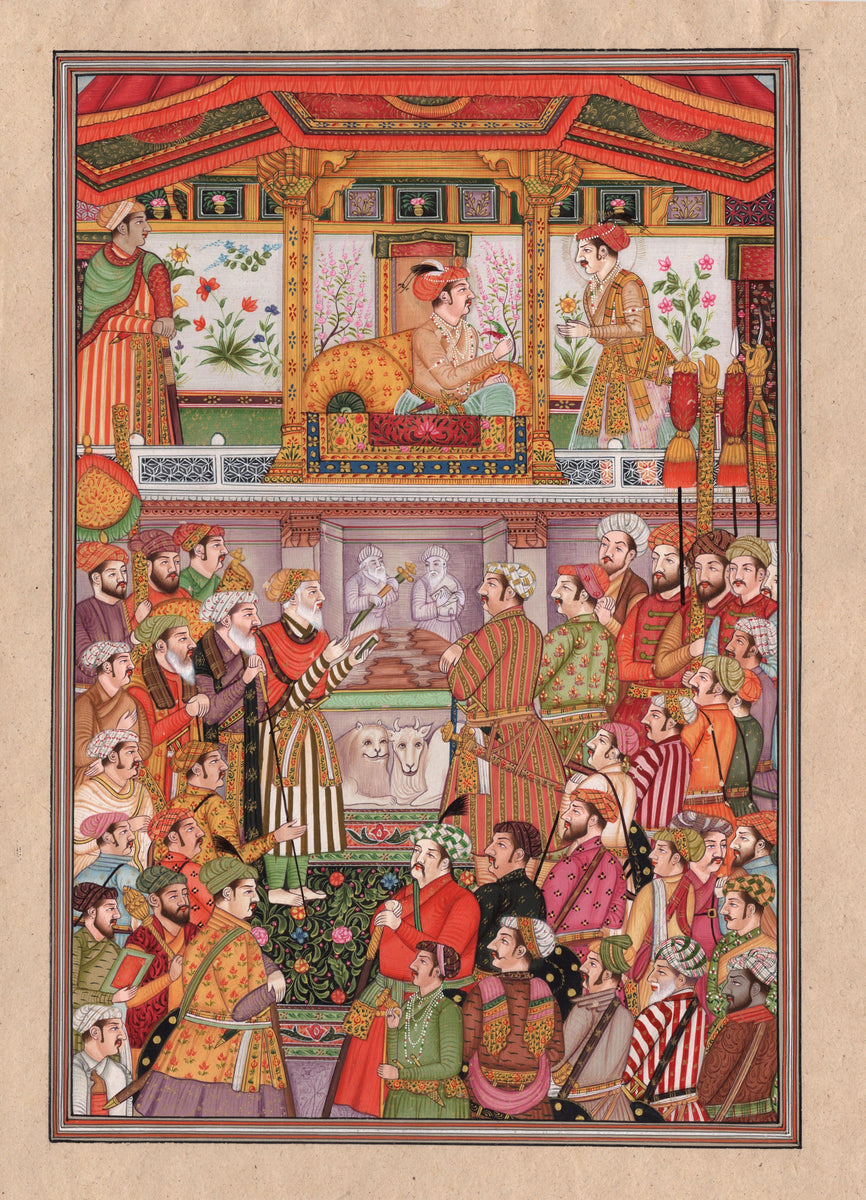 Mughal Miniature Padshahnama Painting Handmade Jahangir Khurram Moghul Artnindia