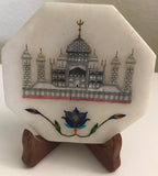 Parchin Kari Taj Mahal Marble Inlay Indian Art Handmade 4″ Floral Home Decor Art