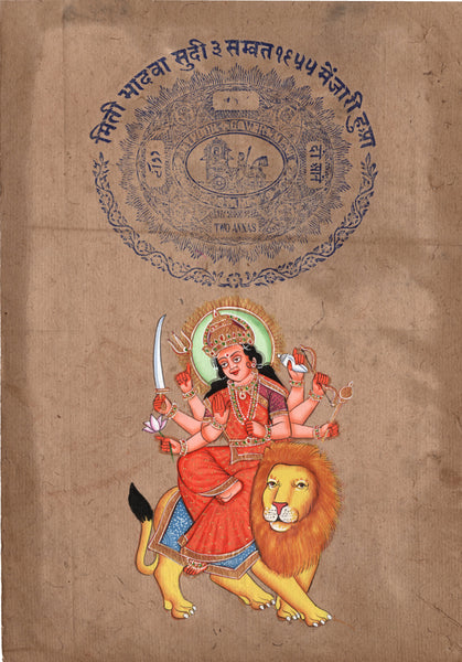 Durga Ma Devi Hindu Goddess Handmade Artwork India Spiritual Religion Painting