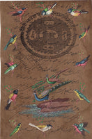 Indian Peacock Bird Miniature Artwork Handmade Stamp Paper Nature Painting