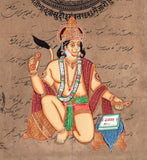Hanuman Hindu God Painting Handmade India Ramayan Religious Old Stamp Paper Art