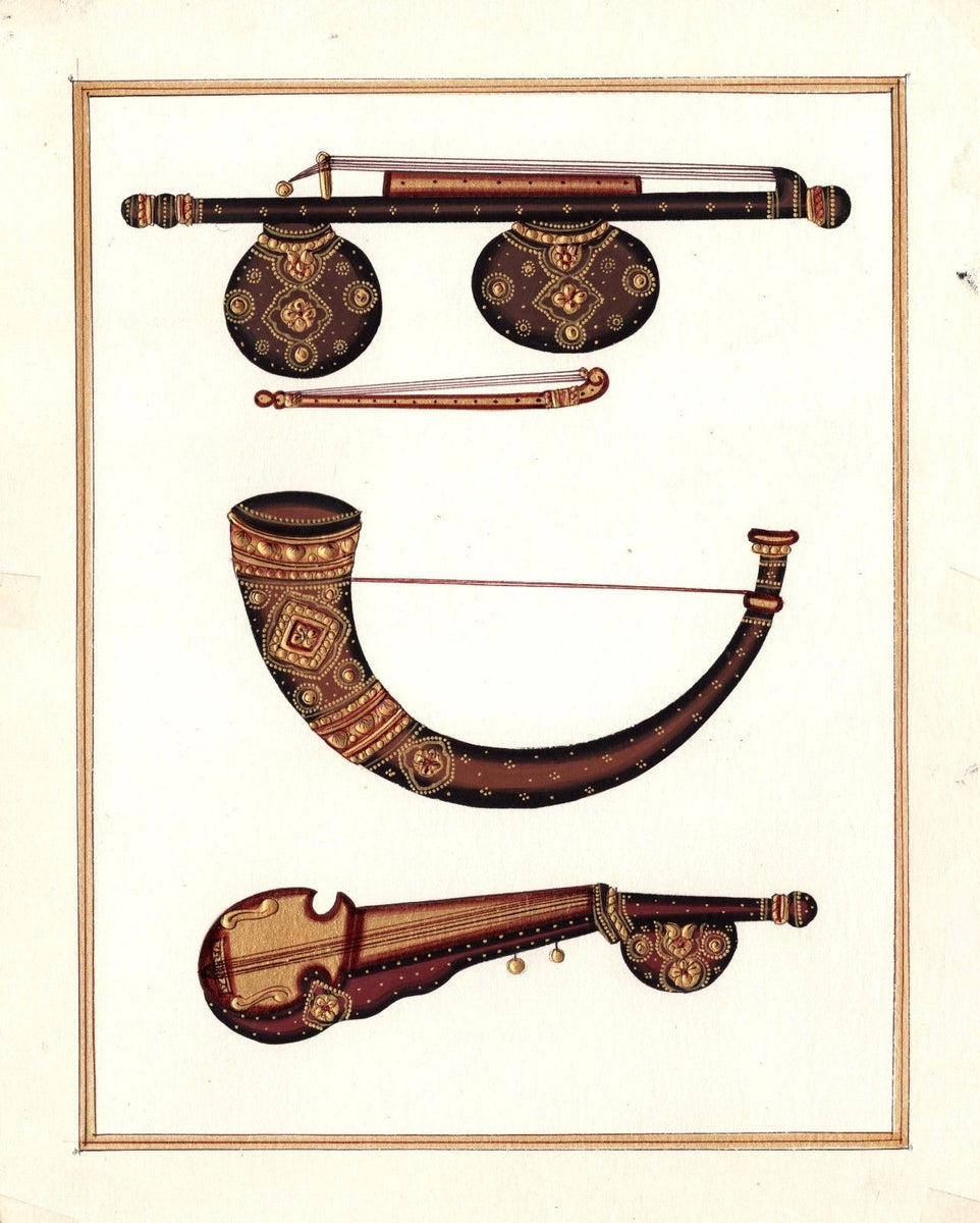 Indian Miniature Painting Handmade Veena Kombu Rabab Musical Instrumen ...