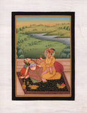 Moghul Miniature Painting Exotic Courtyard Harem Handmade Mughal Watercolor Art