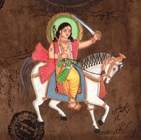 Kalki Final Vishnu Avatar Art Handmade Stamp Paper Indian Hindu Deity Painting