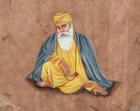 Guru Nanak Dev Sikh Painting Handmade Punjab Sikhism Religion Stamp Paper Art