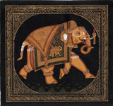 Indian Elephant Ethnic Decor Art Handmade Miniature Udaipur Silk Animal Painting