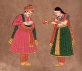 Mughal Miniature Painting Vintage Royal Court Stamp Paper Handpainted Moghul Art