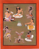 Yoga Saptarishi Art Handmade Indian Miniature Spiritual Yogic Decor Painting