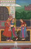Moghul Miniature Painting Handmade Indian Ethnic Mughal Watercolor Folk Art