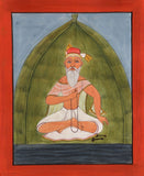 Yoga Art Handmade Indian Miniature Meditating Sikh Udasi Yogi Decor Painting