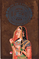 Indian Miniature Ethnic Art Handmade Rajasthani Portrait Folk Paper Painting