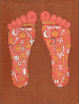 Vishnu Pada Footprint Foot Tantrik Tantric Painting Indian Hindu Handmade Art