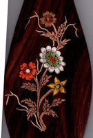 Mysore Floral Inlay Art Handmade Indian Miniature Rosewood Wall Hanging Decor