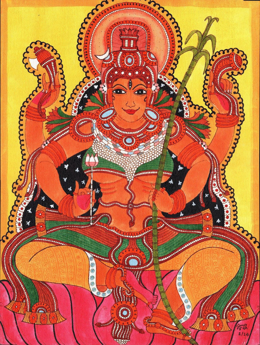 Kerala Mural Sri Rajarajeshwari Painting Handmade South Indian Hindu G ...