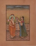 Krishna Radha Kangra Art Handmade India Hindu Ethnic Religion Miniature Painting