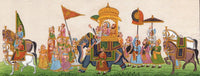 Rajasthan Maharajah Procession Art Handmade Indian Royal Ethnic Folk Painting