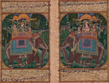 Mughal Miniature Painting Handmade Illuminated Manuscript Indian Elephant Art