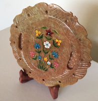 Soapstone Indian Miniature Art Handmade 6″ Floral Mosaic Home Decor Ethnic Art