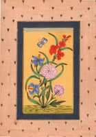Indian Floral Flower Miniature Painting Moghul Mughal Handmade Watercolor Art