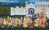 Rajasthan Maharajah Procession Painting Handmade Indian Royal Ethnic Folk Art
