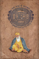 Guru Nanak Dev Sikh Painting Handmade Punjab Sikhism Religion Stamp Paper Art