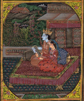 Krishna Radha Handmade Modern Art Indian Miniature Hindu Folk Decor Painting