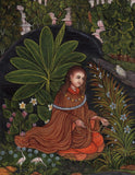 Yoga Painting Handmade Indian Miniature Yogini Ethnic Watercolor Bijapur Art