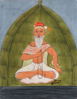 Yoga Art Handmade Indian Miniature Meditating Sikh Udasi Yogi Decor Painting