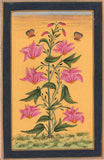 Indian Moghul Flower Miniature Painting Mughal Floral Handmade Watercolor Art
