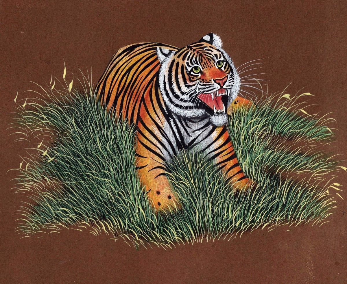 Bengal Tiger Painting Handpainted Indian Wildcat Animal Watercolor Min ...