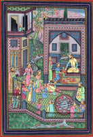 Indo Persian Miniature Painting Handmade Mirza Ali Khamsa Nizami Iran Folk Art