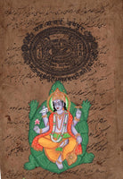 Kurma Vishnu Second Avatar Watercolor Art Handmade Indian Hindu Deity Painting