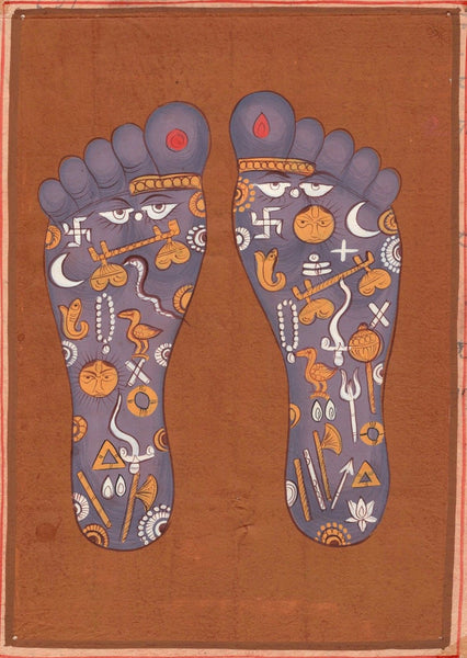 Vishnu Pada Footprint Tantrik Painting Indian Hindu Handmade Tantric Foot Art