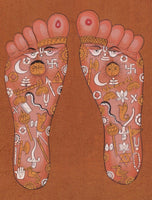 Vishnu Pada Footprint Tantrik Painting Handmade India Hindu God Foot Tantric Art