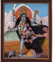 Kali Hindu Goddess Handmade Art Divine Mother India Religion Spiritual Painting