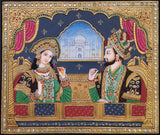 Tanjore Shah Jahan Mumtaz Mahal Painting Handmade Indian Thanjavur Mughal Art