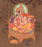 Ganesh Artwork Handmade Old Stamp Paper Ethnic Ganesha Hindu Religion Painting