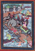 Mughal Empire Miniature Painting Rare Handmade Moghul Akbar Aquatic Theme Art