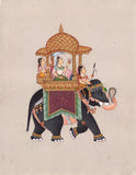 Mughal Miniature Royal Painting Rare Handmade Ambabari King Elephant India Art