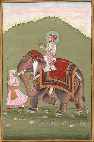 Mughal Empire Miniature Painting Handmade Indian Moghul Emperor Ethnic Decor Art
