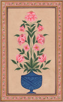 Mughal Floral Miniature Painting Moghul Indian Handmade Nature Lotus Flower Art
